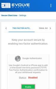 Evolve Markets(エボルブ・マーケット) 二段階認証 02
